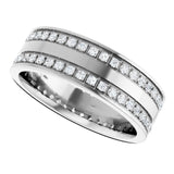 14K White 3/4 CTW Lab-Grown Diamond Double Row Accented Band