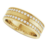 14K Yellow Gold 3/4 CTW Lab-Grown Diamond Double Row Accented Band Size 10