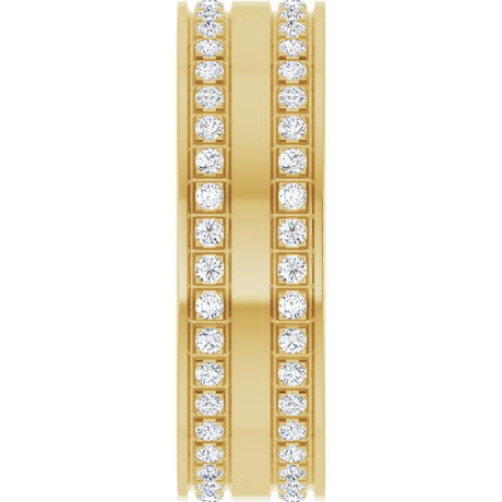 14K Yellow Gold 3/4 CTW Lab-Grown Diamond Double Row Accented Band Size 10