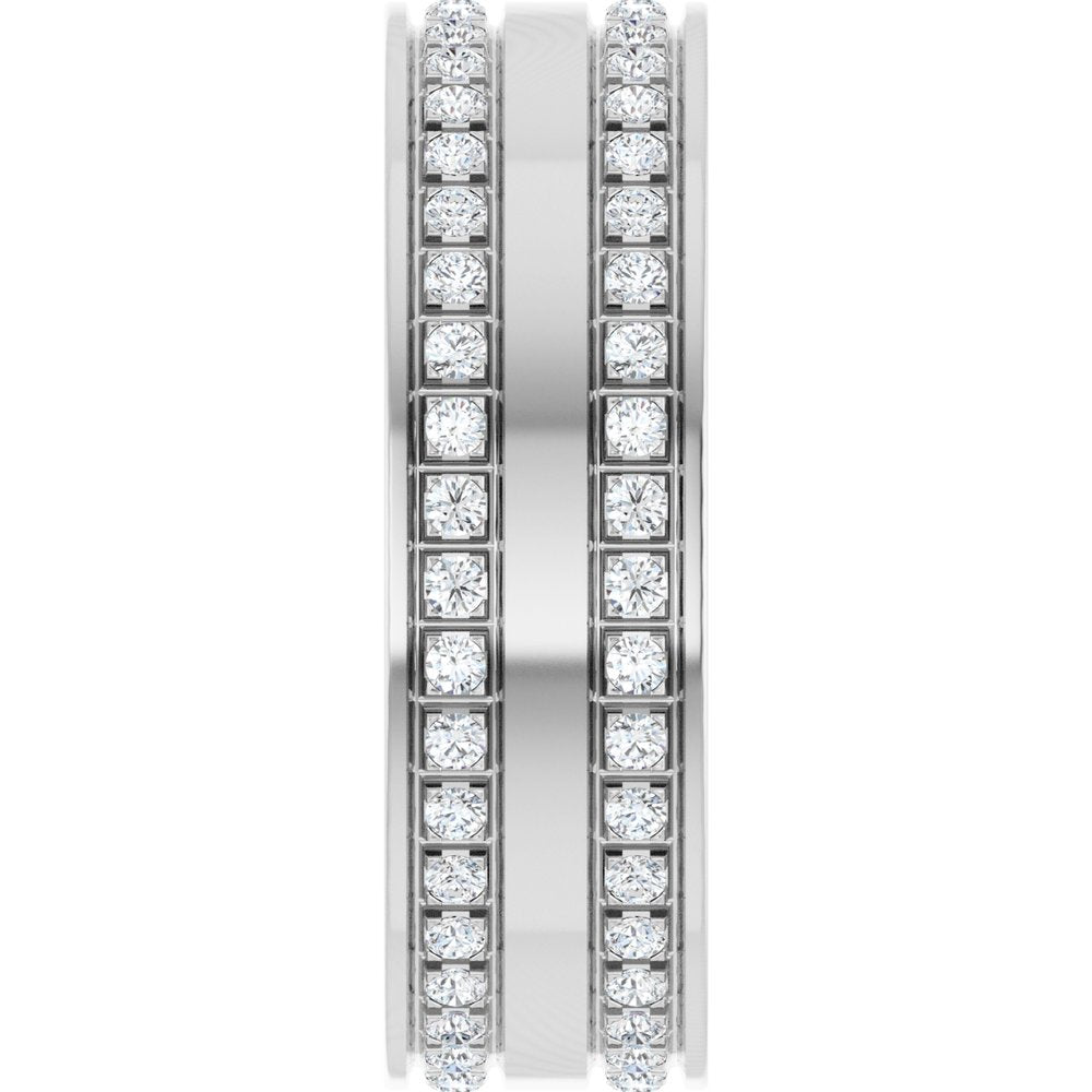 14K White 3/4 CTW Lab-Grown Diamond Double Row Accented Band