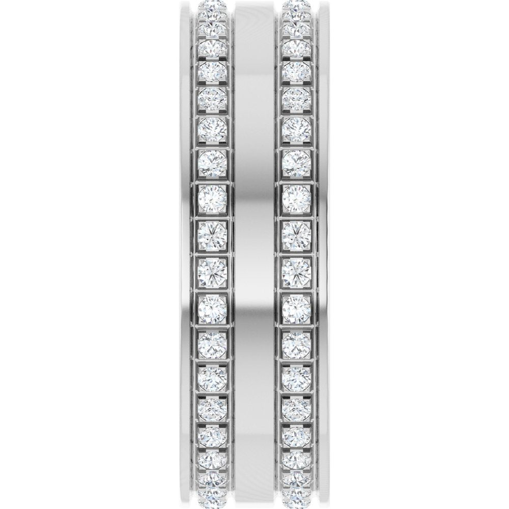 14K White Gold 3/4 CTW Lab-Grown Diamond Double Row Accented Band Size 10