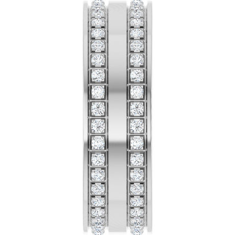 14K White Gold 3/4 CTW Lab-Grown Diamond Double Row Accented Band Size 10