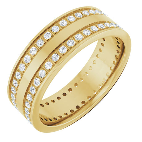 14K Yellow Gold 3/4 CTW Lab-Grown Diamond Double Row Accented Band Size 10