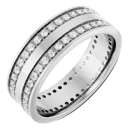 14K White 3/4 CTW Lab-Grown Diamond Double Row Accented Band Size 10