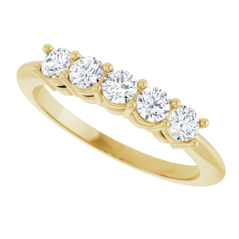 14K Yellow 1/2 CTW Lab-Grown Diamond Five-Stone Anniversary Band