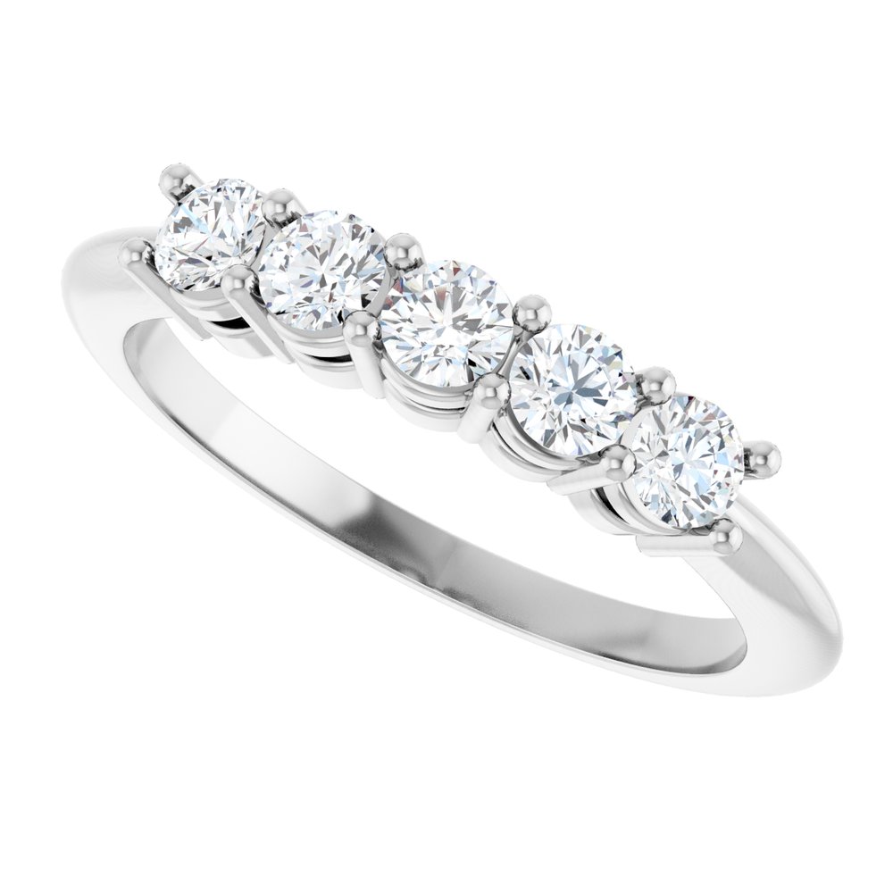 14K White 1/2 CTW Lab-Grown Diamond Five-Stone Anniversary Band