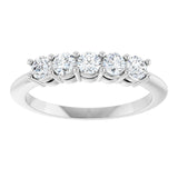 14K White 1/2 CTW Lab-Grown Diamond Five-Stone Anniversary Band