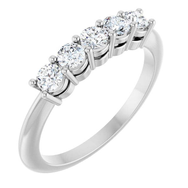 14K White 1/2 CTW Lab-Grown Diamond Five-Stone Anniversary Band 