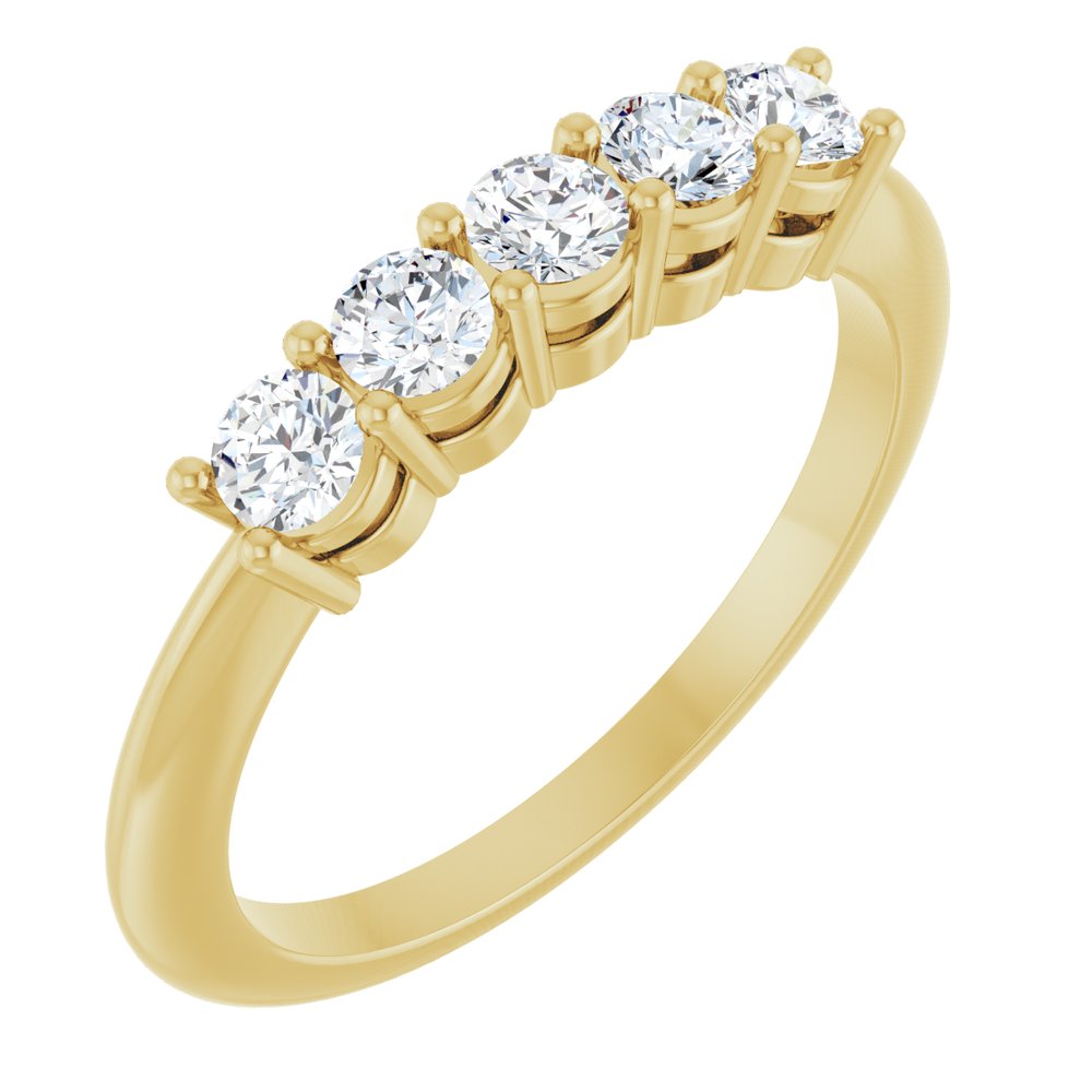 14K Yellow 1/2 CTW Lab-Grown Diamond Five-Stone Anniversary Band 