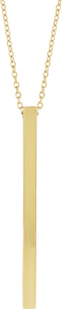 14K Yellow Gold Engravable Four-Sided Bar 16-18" Necklace