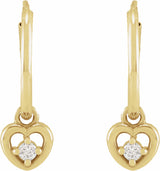 14K Yellow .06 CTW Natural Diamond Heart 17.7 mm Hoop Earrings