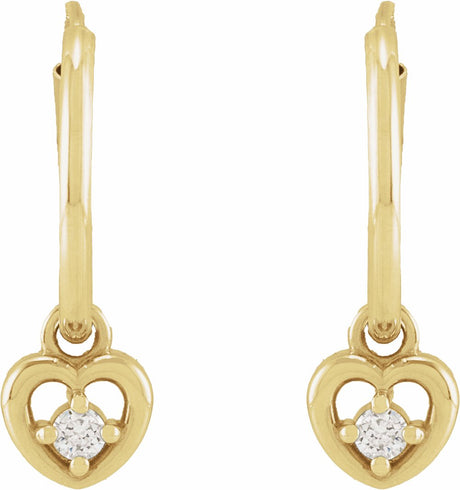 14K Yellow .06 CTW Natural Diamond Heart 17.7 mm Hoop Earrings