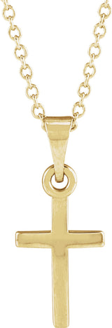 14K Yellow Gold Cross 18" Necklace  