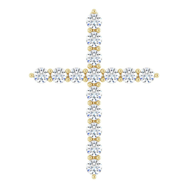 14K Yellow Gold 1/2 CTW Natural Diamond Cross Pendant