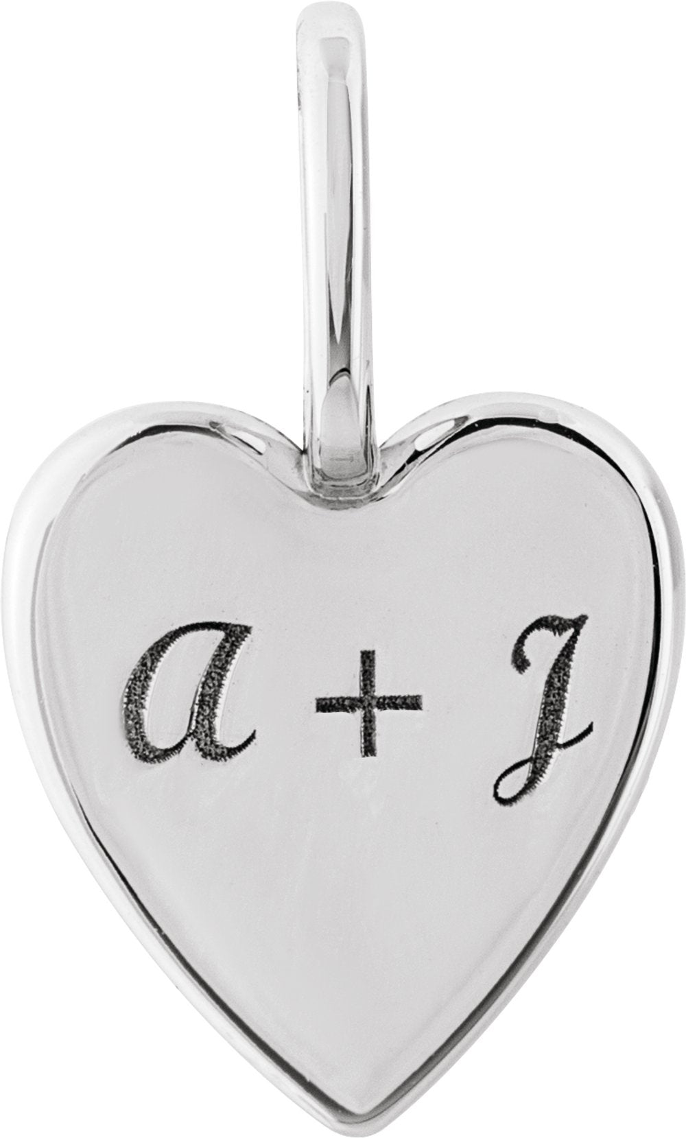 14K White Engravable Heart Charm/Pendant