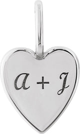 14K White Gold Engravable Heart Charm/Pendant