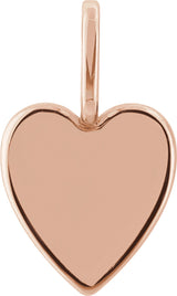 14K Rose Engravable Heart Charm/Pendant