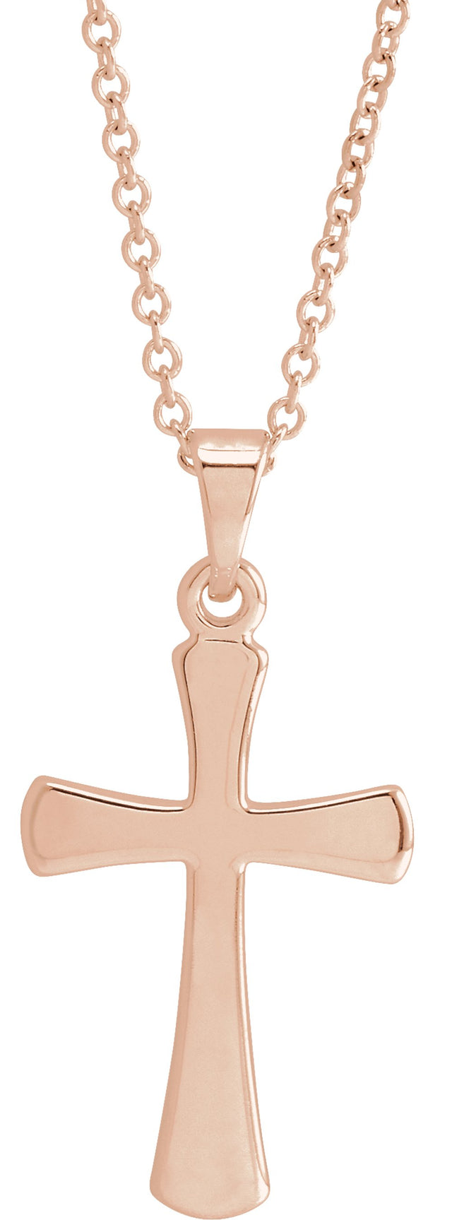 14K Rose Gold Cross 18" Necklace