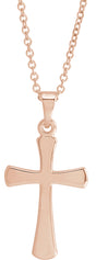 14K Rose Gold Cross 18" Necklace