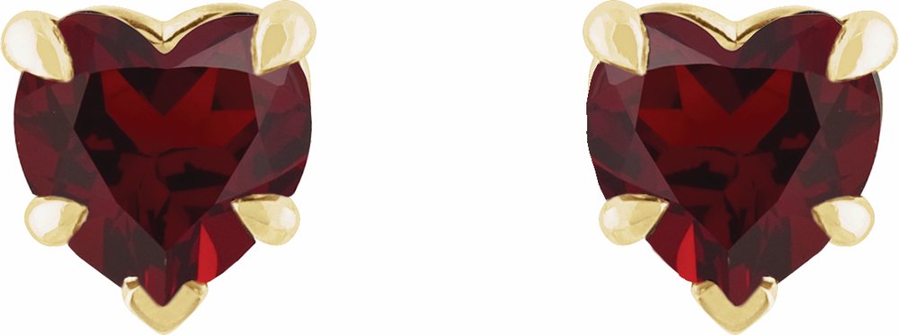 14K Yellow Natural Mozambique Garnet Stud Earrings