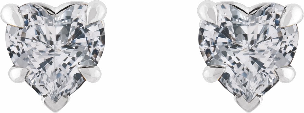 14K White Natural White Sapphire Stud Earrings