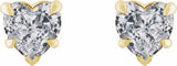 14K Yellow Gold Natural White Sapphire Stud Earrings