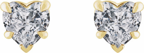 14K Yellow Gold Natural White Sapphire Stud Earrings