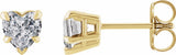 14K Yellow Gold Natural White Sapphire Stud Earrings