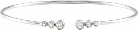 14K White 1/4 CTW Natural Diamond Cuff 7" Bracelet