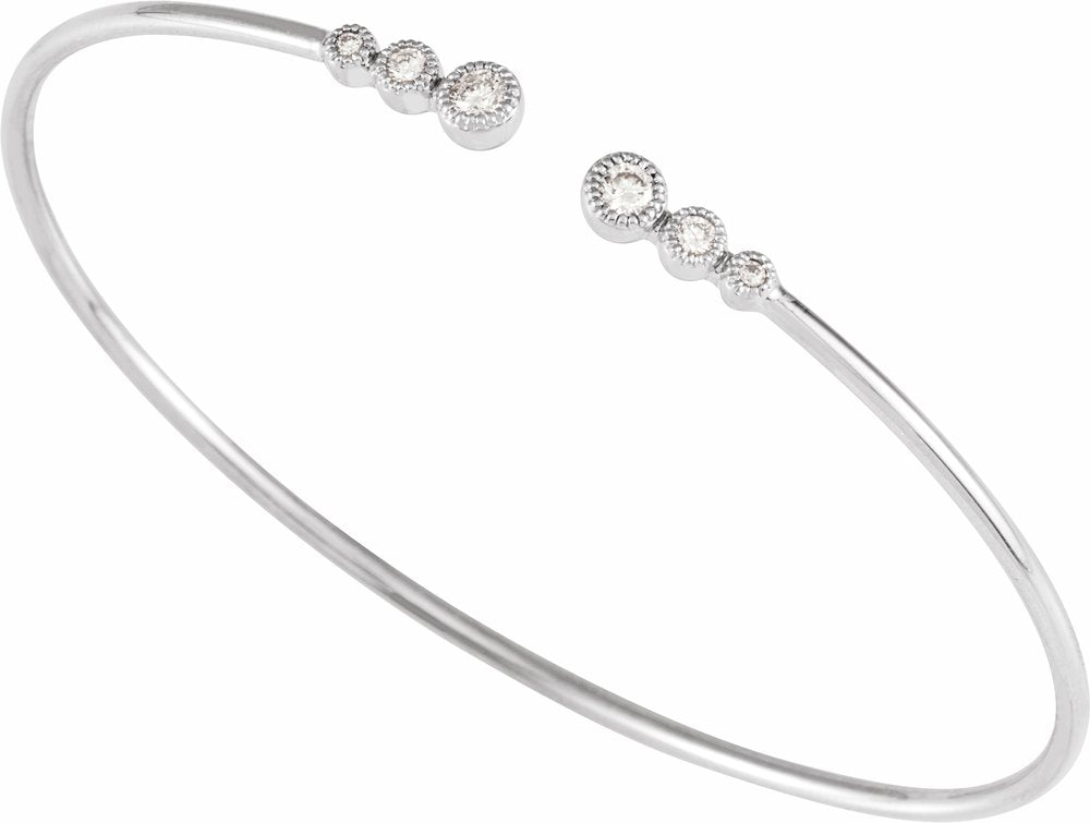 14K White 1/4 CTW Natural Diamond Cuff 7" Bracelet