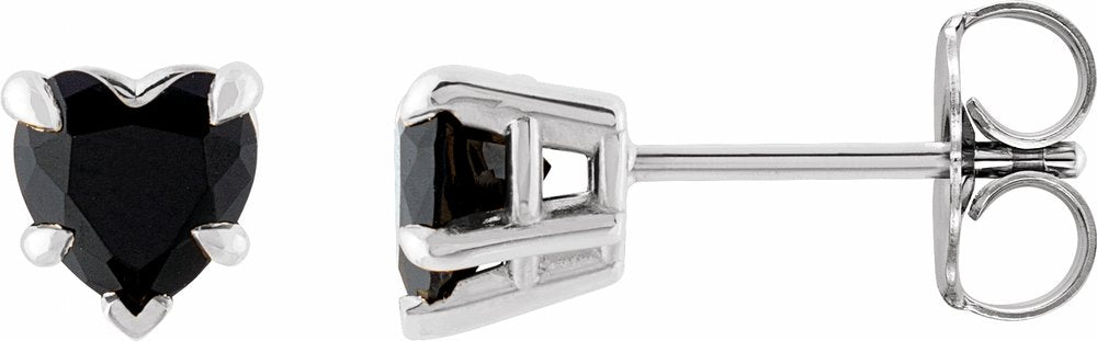 14K White Gold Natural Black Onyx Stud Earrings