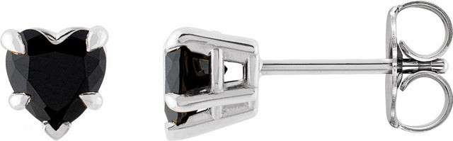 14K White Gold Natural Black Onyx Stud Earrings