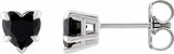 14K White Gold Natural Black Onyx Stud Earrings