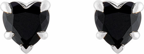 14K White Natural Black Onyx Stud Earrings