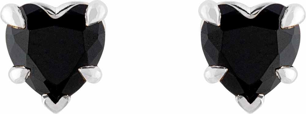 14K White Gold Natural Black Onyx Stud Earrings