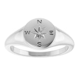 Sterling Silver 9.3 mm Compass Signet Ring