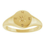 14K Yellow 9.3 mm Compass Signet Ring