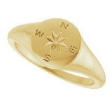 14K Yellow 9.3 mm Compass Signet Ring