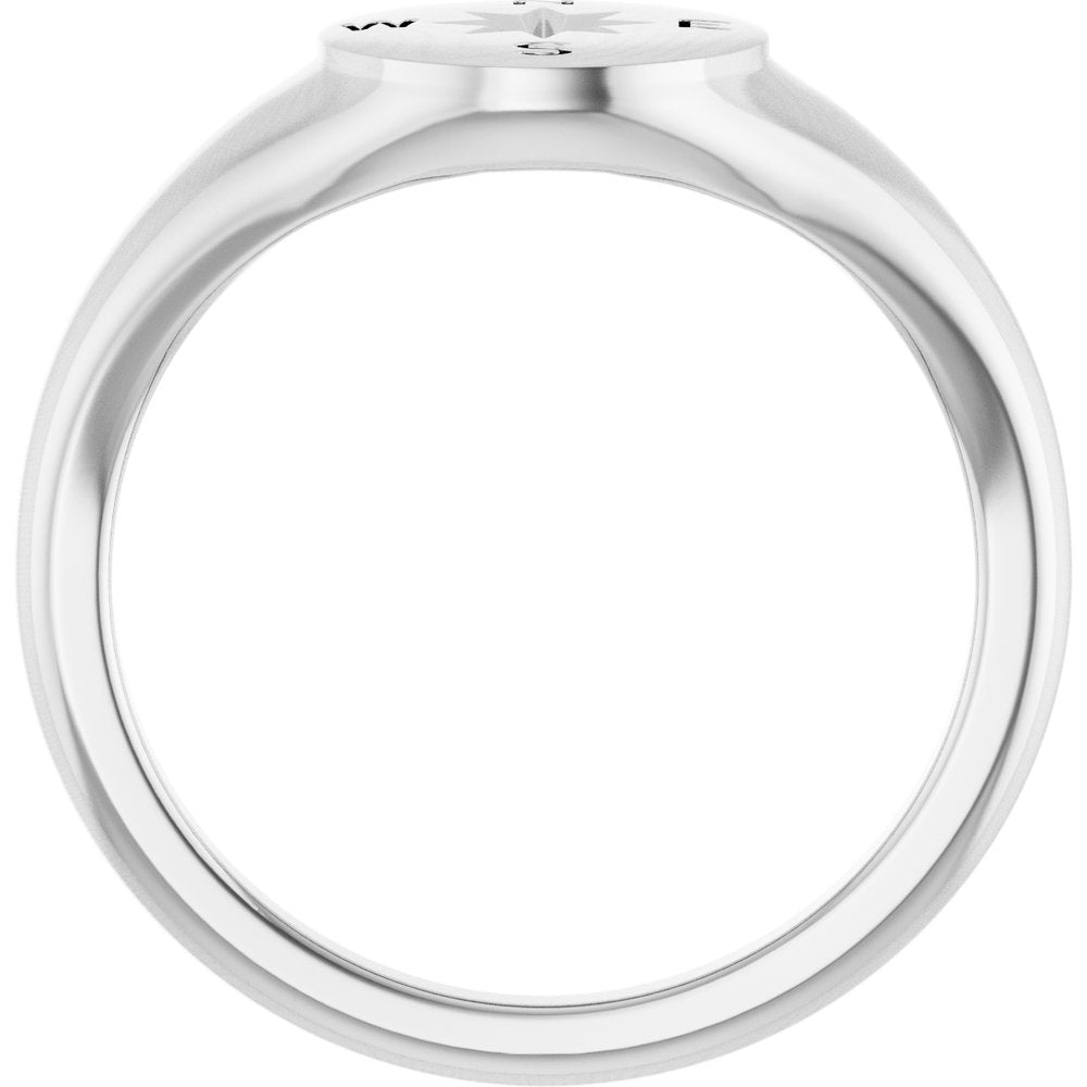 Sterling Silver 9.3 mm Compass Signet Ring