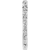 Sterling Silver Floral-Inspired Band Size 7