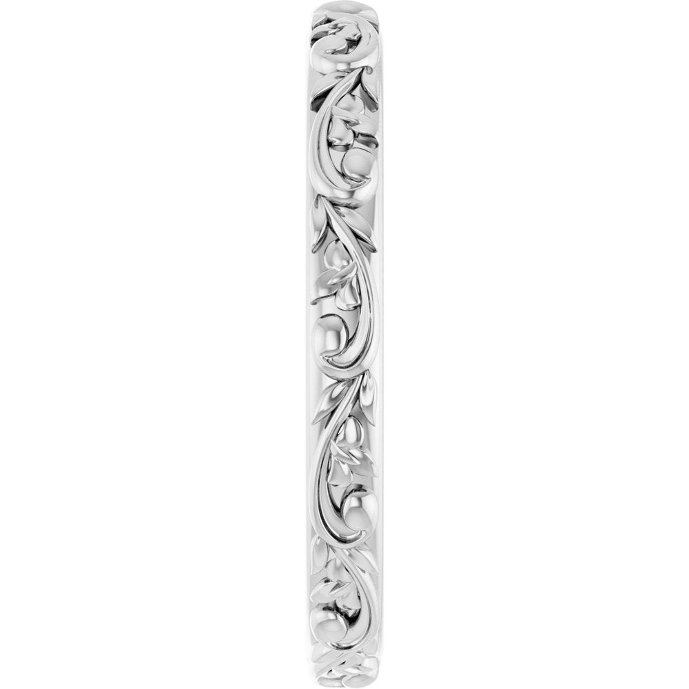 Continuum Sterling Silver Floral-Inspired Band Size 7