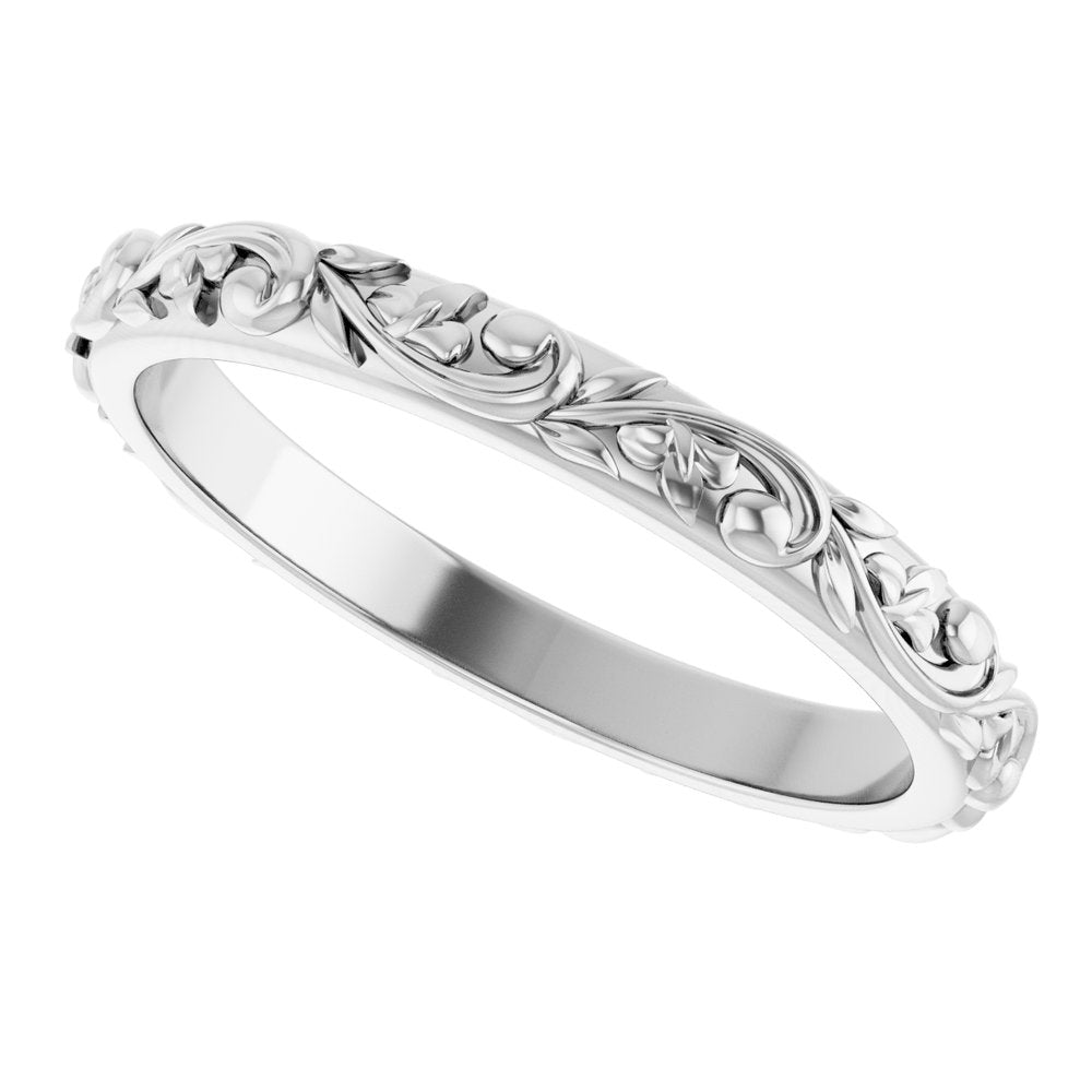 Continuum Sterling Silver Floral-Inspired Band Size 7