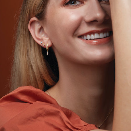 14K Yellow 1/5 CTW Natural Diamond Hinged Hoop Earrings