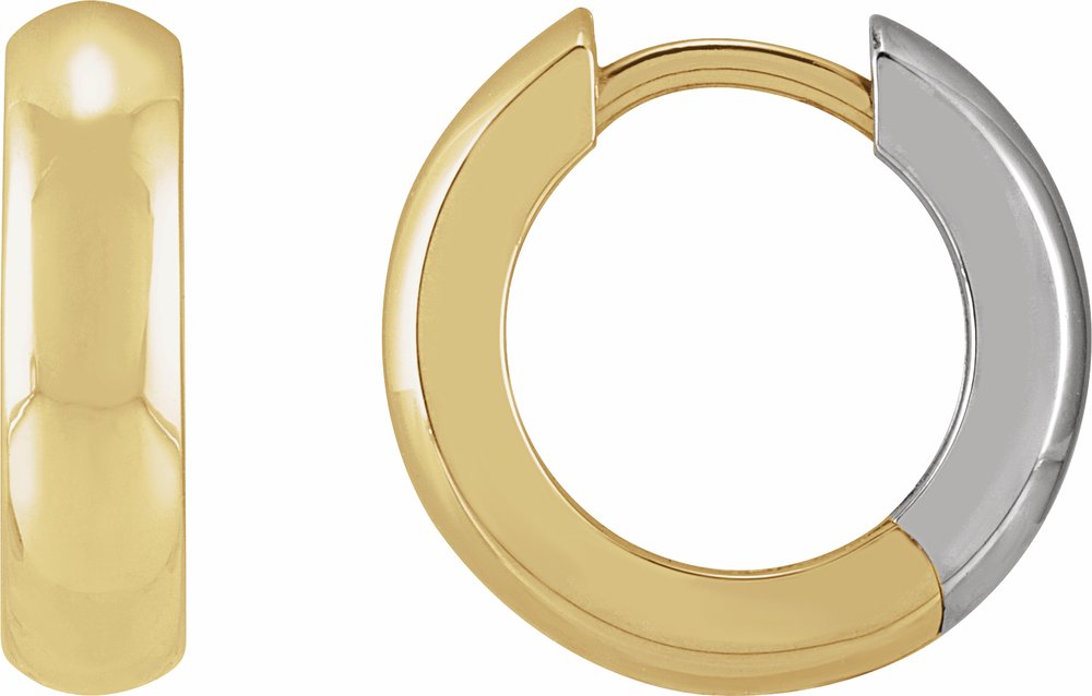 14K Yellow/White Gold Hinged 14.25 mm Hoop Earrings