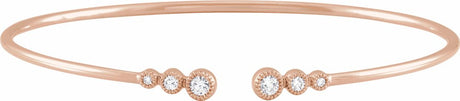 14K Rose 1/4 CTW Natural Diamond Cuff 7" Bracelet