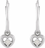 14K White Gold .06 CTW Natural Diamond Heart 17.7 mm Hoop Earrings