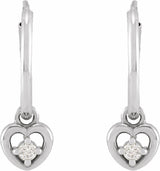 14K White Gold .06 CTW Natural Diamond Heart 17.7 mm Hoop Earrings