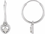 14K White Gold .06 CTW Natural Diamond Heart 17.7 mm Hoop Earrings