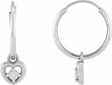 14K White Gold .06 CTW Natural Diamond Heart 17.7 mm Hoop Earrings