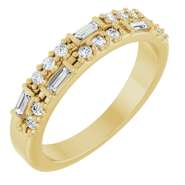 14K Yellow Gold 1/3 CTW Natural Diamond Double-Row Anniversary Band